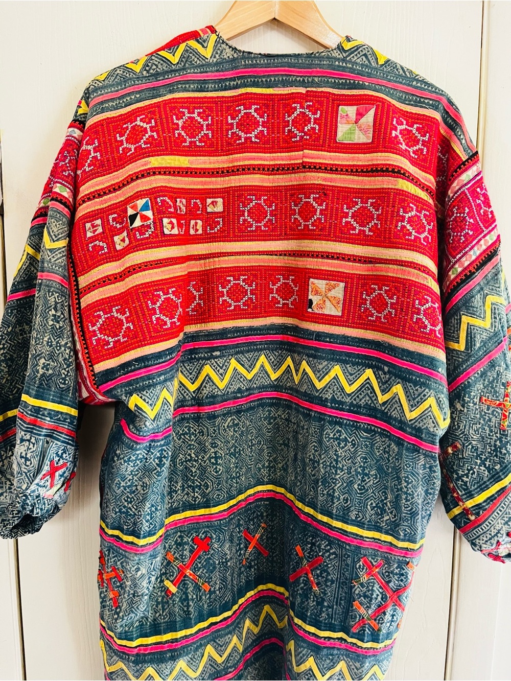 VTG OOAK Tribal Kantha Boho Festival Artisan Kimono Lightweight Patchwork Jacket - Picture 6 of 10